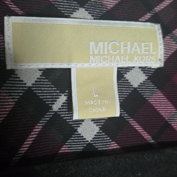 Michael Kors Wine Checkered Long Sleeve Dress B3 - Picture 2 of 9